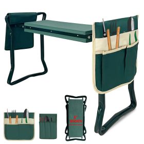 Foldable Garden Kneeler and Seat Gardening Bench with Two Tool Pouches and 6" Widen Soft Kneeling Pad