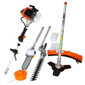 4 in 1 Multi-Functional Trimming Tool, 63CC 2-Cycle Garden Tool System with Gas Pole Saw, Hedge Trimmer, Grass Trimmer, and Brush Cutter EPA Compliant