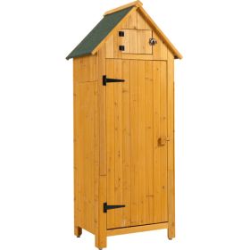 Outdoor Tool Storage Cabinet, Wooden Fir Garden Shed with Single Storage Door