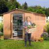 8' x 8' Outdoor Storage Shed, Metal Garden Shed with Double Sliding Doors, 4 Air Vents, Tool Storage House Shed for Yard, Patio, Lawn, Coffee