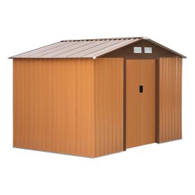 9' x 6' Outdoor Storage Shed, Garden Tool House with Foundation, 4 Vents, and 2 Easy Sliding Doors for Backyard, Patio, Garage, Lawn, Yellow