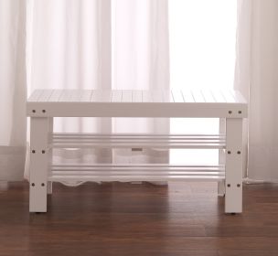 Pina Quality Solid Wood Shoe Bench, White Finish