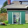 4.2 x 9.1 Ft Outdoor Storage Shed, Metal Tool Shed with Lockable Doors Vents, Utility Garden Shed for Patio Lawn Backyard, Green