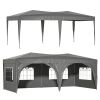 10'x20' EZ Pop Up Canopy Outdoor Portable Party Folding Tent with 6 Removable Sidewalls + Carry Bag + 6 pcs Weight Bag Beige Grey