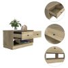 DEPOT E-SHOP Uranus Storage Bench, Two Drawers, Two Open Shelves, Light Oak