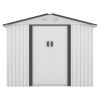 8' x 8' Outdoor Storage Shed, Metal Garden Shed with Double Sliding Doors, 4 Air Vents, Tool Storage House Shed for Yard, Patio, Lawn, White+Gray