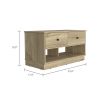 DEPOT E-SHOP Uranus Storage Bench, Two Drawers, Two Open Shelves, Light Oak