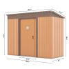 4.2 x 9.1 Ft Outdoor Storage Shed, Metal Tool Shed with Lockable Doors Vents, Utility Garden Shed for Patio Lawn Backyard,Brown