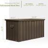 150 Gallon Outdoor Storage Deck Box Waterproof, Large Patio Storage Bin for Outside Cushions, Throw Pillows, Garden Tools, Lockable (Dark Brown)