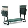 Outdoor 2-in-1 Garden Stool and Kneeler, Garden Bench with Tool Bags, Kneeling Pad, Gift for Parent, Portable, Green