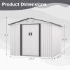 8' x 8' Outdoor Storage Shed, Metal Garden Shed with Double Sliding Doors, 4 Air Vents, Tool Storage House Shed for Yard, Patio, Lawn, White+Gray