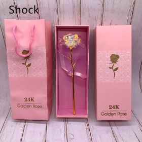 24K Luminous Color Gold Rose Flower Set (Option: Shock gold pink pack)