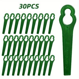 30pcs Plastic Grass Trimming Blade Lawn Mower Blade Cordless Trimmer Garden Tool Lawn Mower Trimmer Trimmer Accessories (Color: Green)