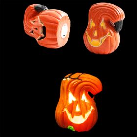 Halloween LED Pumpkin Lantern Novelty Party Decoration Figurine Lantern (Color: bent pumpkin)