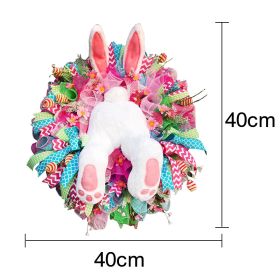 2023 Easter Rabbit Wreath Colorful Easter Rabbit Garlands Door Oranments Happy Easter Party Decor Bunny Wall Front Door Hanging (Color: Rabbit Wreath A)