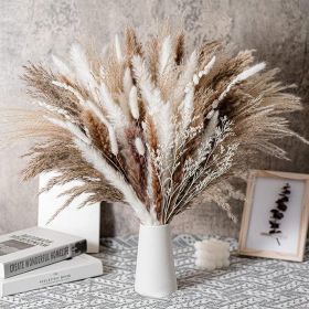 60/62/76/80/85/100pcs Boho Pampas Grass Bouquet Home Decor Floral Dried Flowers Wedding Arrangements Natural Reed Bunny Tails (Color: 80pcs)