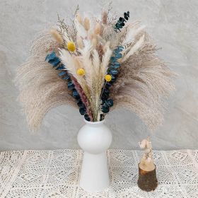 60/62/76/80/85/100pcs Boho Pampas Grass Bouquet Home Decor Floral Dried Flowers Wedding Arrangements Natural Reed Bunny Tails (Color: 76pcs)