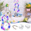 2023 New Easter Bunny Wreath DIY Folded Rattan Wreath Bunny Pendant Easter Decoration for Home Holiday Party Decoration Supplies