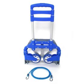 Portable Collapsible Aluminum Cart Dolly Push Truck (Color: Blue)