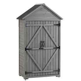 Outdoor Storage Cabinet, Garden Wood Tool Shed, Outside Wooden Shed Closet with Shelves and Latch for Yard 39.56"x 22.04"x 68.89" (Color: as Pic)