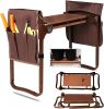 Heavy Duty Widen Garden Kneeler and Seat Bench Folding Garden Workseat with EVA Foam Kneeling Pad and Dual Pouch