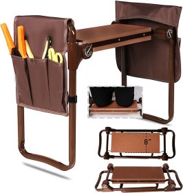 Heavy Duty Widen Garden Kneeler and Seat Bench Folding Garden Workseat with EVA Foam Kneeling Pad and Dual Pouch (sku: KM4008-DB)