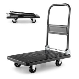 Folding Push Cart Moving Platform Hand Truck (Color: Black)