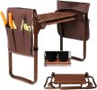 Heavy Duty Garden Kneeler and Seat Stool Garden Folding Bench with 2 Tool Pouches & EVA Foam Kneeling Pad,  Brown/Purple