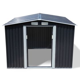 8' x 8'ft Outdoor Storage Shed Kit-Perfect to Store Patio Furniture, Garden Tools Bike Accessories, Beach Chairs and Lawn Mower XH (Color: Deep Gray)