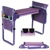 Heavy Duty Garden Kneeler and Seat Stool Garden Folding Bench with 2 Tool Pouches & EVA Foam Kneeling Pad,  Brown/Purple