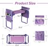 Heavy Duty Garden Kneeler and Seat Stool Garden Folding Bench with 2 Tool Pouches & EVA Foam Kneeling Pad,  Brown/Purple