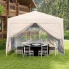 Outdoor 10x 10Ft Pop Up Gazebo Canopy Tent Removable Sidewall with Zipper,2pcs Sidewall with Windows,with 4pcs Weight sand bag,with Carry Bag