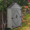 Outdoor Storage Cabinet, Garden Wood Tool Shed, Outside Wooden Shed Closet with Shelves and Latch for Yard 39.56"x 22.04"x 68.89"