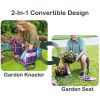 Heavy Duty Garden Kneeler and Seat Stool Garden Folding Bench with 2 Tool Pouches & EVA Foam Kneeling Pad,  Brown/Purple