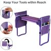 Heavy Duty Garden Kneeler and Seat Stool Garden Folding Bench with 2 Tool Pouches & EVA Foam Kneeling Pad,  Brown/Purple