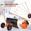 Outdoor T-Handle Snow Shovel with Wheels