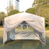 Outdoor 10x 10Ft Pop Up Gazebo Canopy Tent Removable Sidewall with Zipper,2pcs Sidewall with Windows,with 4pcs Weight sand bag,with Carry Bag