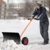 Outdoor T-Handle Snow Shovel with Wheels